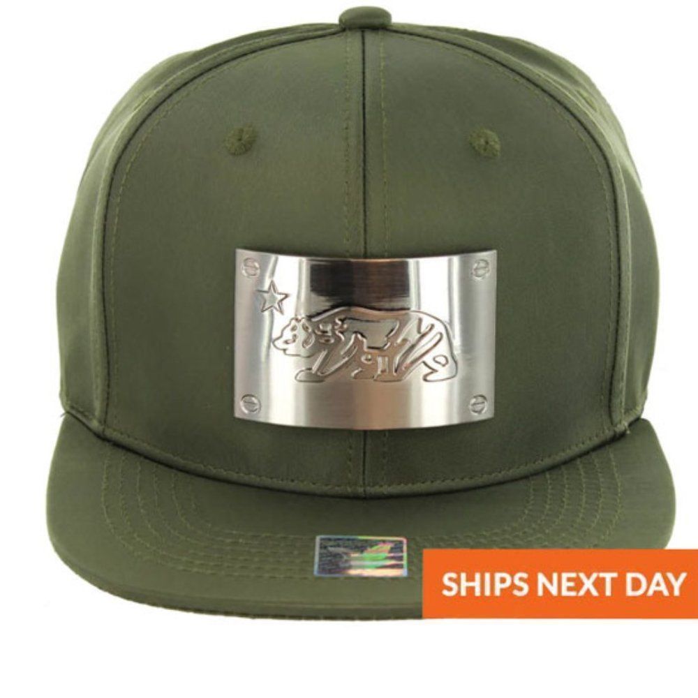 California Bear Green Metal Plate Cap - Metal Plate Cap - Trucker Hat